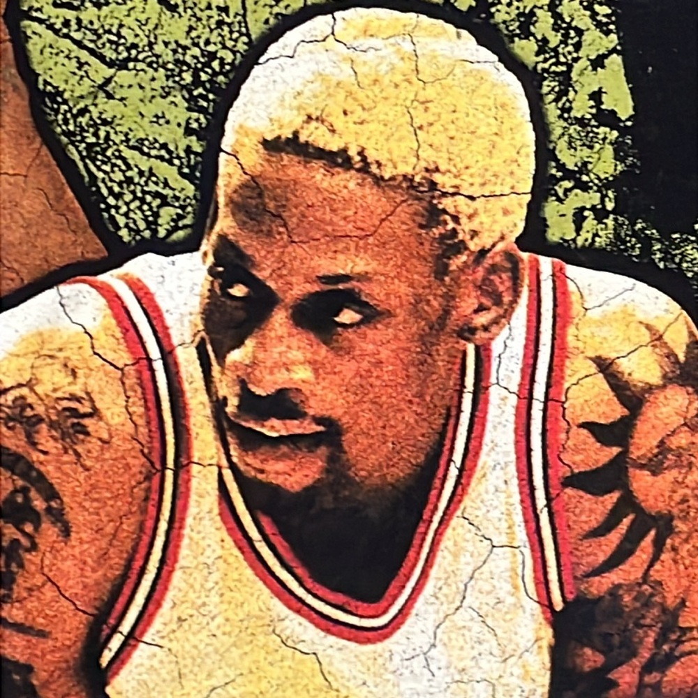 Dennis Rodman Brand T-Shirt Mens XL Black The Worm Chicago Bulls Basketball